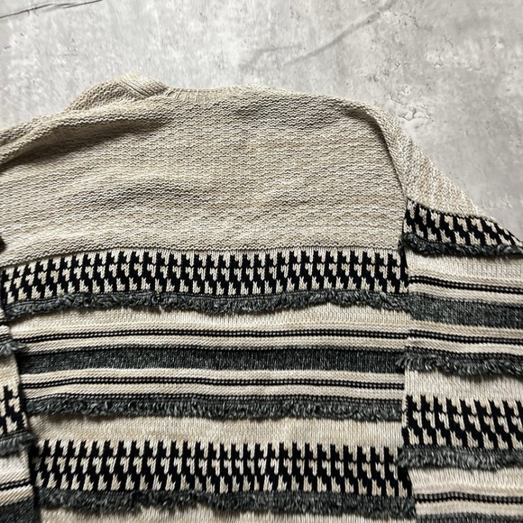 Tommy Hilfiger Cardigan Mens L Nordic Henley Mock Neck Camel Hair Striped - Picture 9 of 10